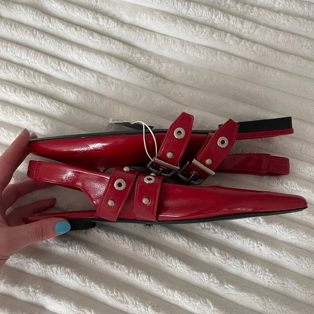 Stradivarius Buckle Detail Slingback Ballet Shoes - Picture 6 of 7